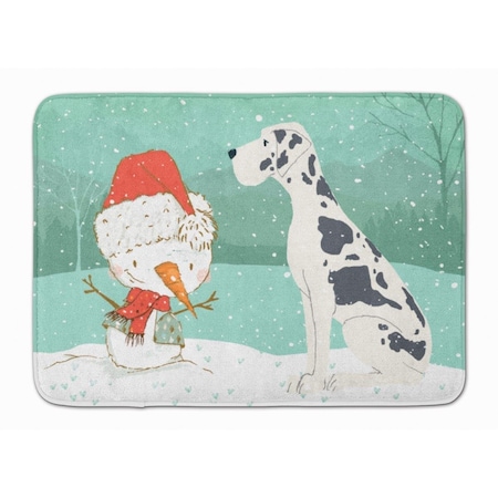 Carolines Treasures Harlequin Great Dane Snowman Christmas Machine Washable Memory Foam Mat CK2042RUG